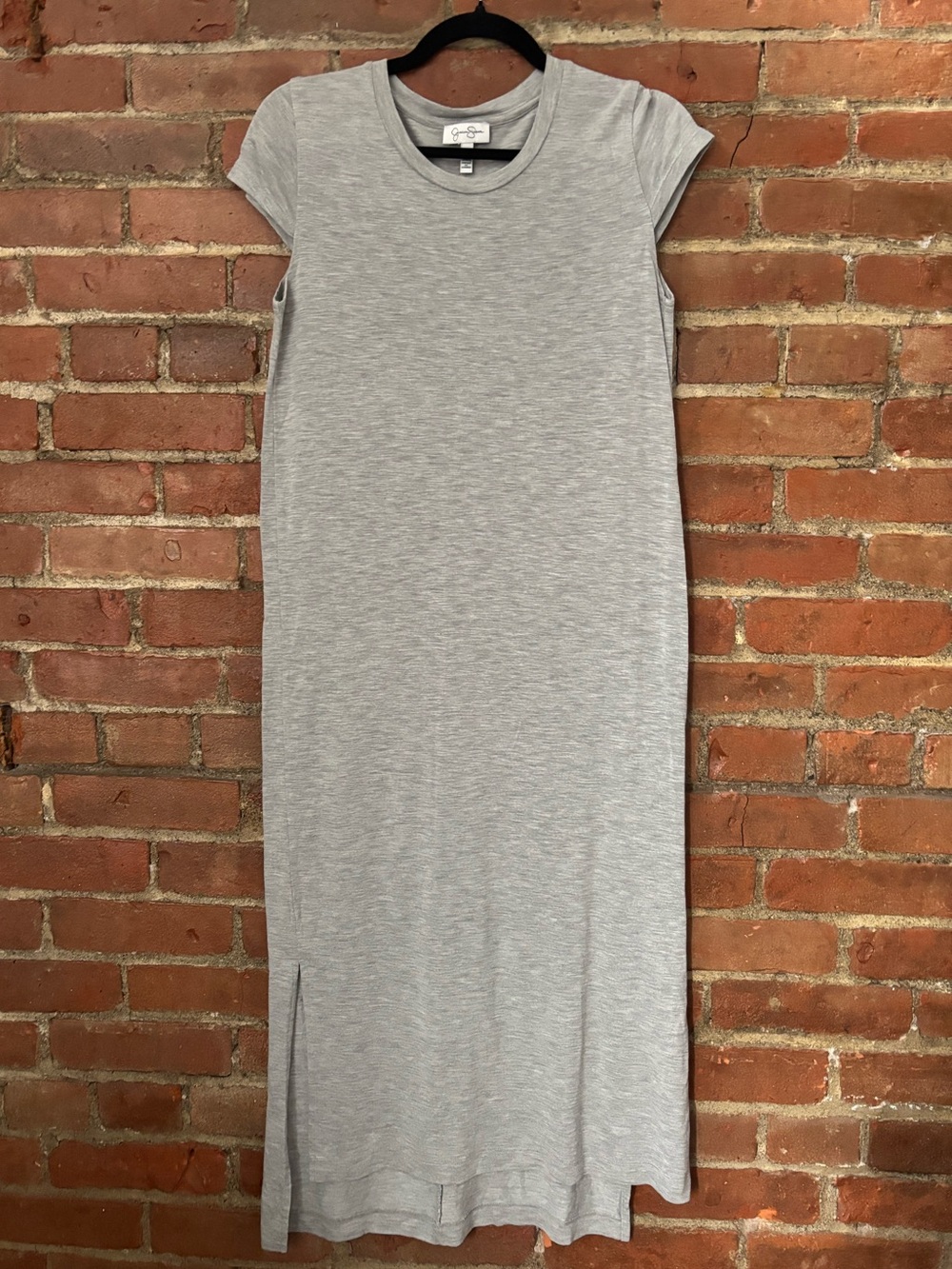 Jessica Simpson Casual Grey Cap-Sleeve Maxi Dress
